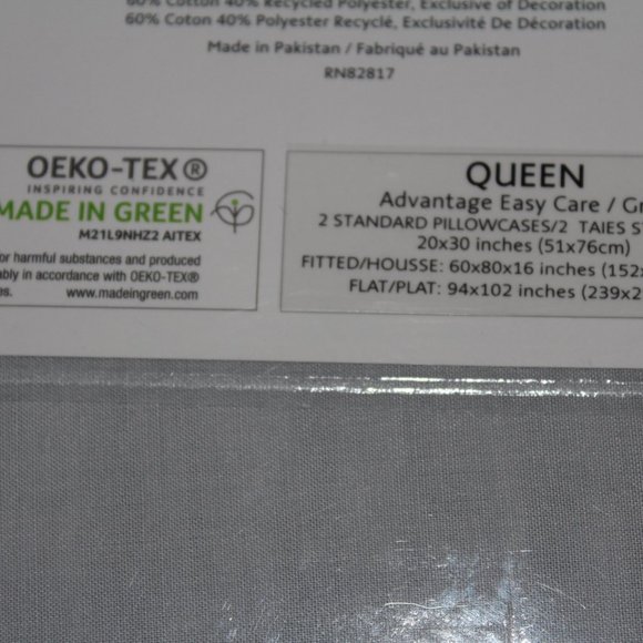 Lacoste Solid Sheet 4 Piece Grey 60% Cotton 40% Blended Polyester - Picture 11 of 12